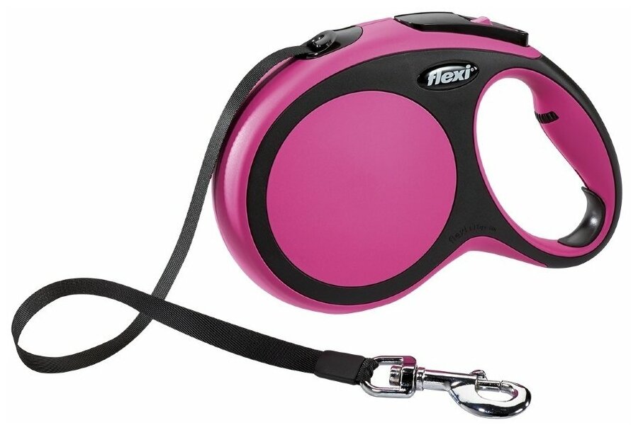 Flexi New Comfort M Рулетка для собак весом до 25кг длинна 5м с лентой розовая - фотография № 5