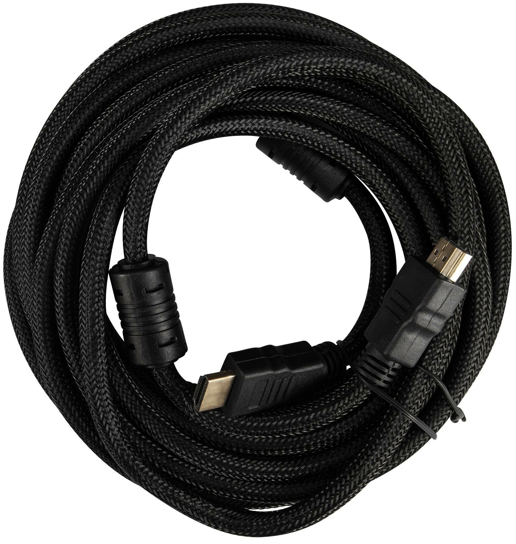 фото Кабель HDMI-HDMI 5м. BURO феррит. кольца Позолоченные контакты черный (HDMI-V1.4-5MC)(1478155)