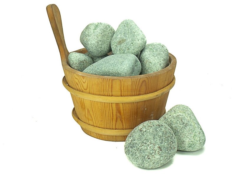 Камень для печей Жадеит шлифованный средний ведро 20 кг