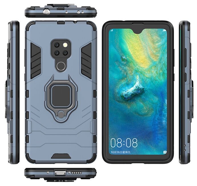 Противоударный чехол с кольцом Panther Case для Huawei Mate 20 синий