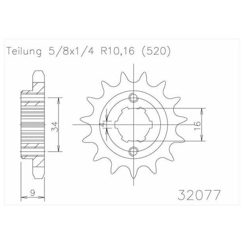 Звезда ведущая ESJOT 50-32077 14 зубов, кросс JTF1554.14