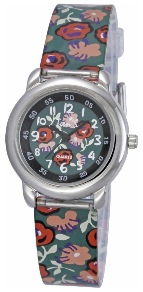 фото Наручные стрелочные часы (Тик-Так Н113-1 зелёные цветы)