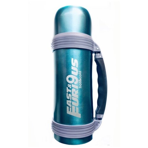 Термос 1200 мл VITTOVAR (цвет голубой) + бутылочка 280мл в подарок