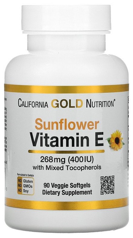 Капсулы California Gold Nutrition Vitamin Е, 110 г, 400 МЕ, 90 шт.