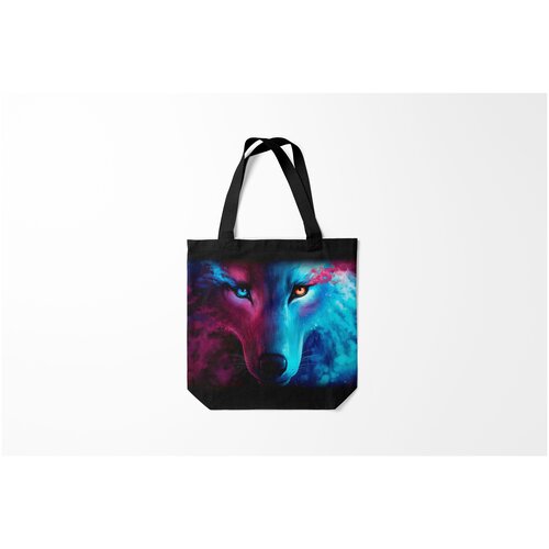 фото Сумка-шоппер / 40х40 см / звери / волки neon wolf неоновый волк burnettie
