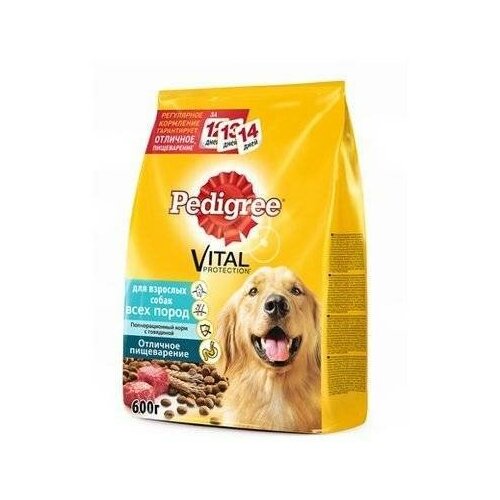 Pedigree корм для взрослых собак всех пород, говядина 600 гр (18 шт)