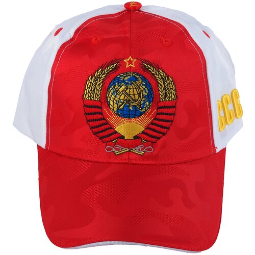 фото Бейсболка "герб советского союза" красно-белая, лига звезд, размер 56-60 лигазвёзд