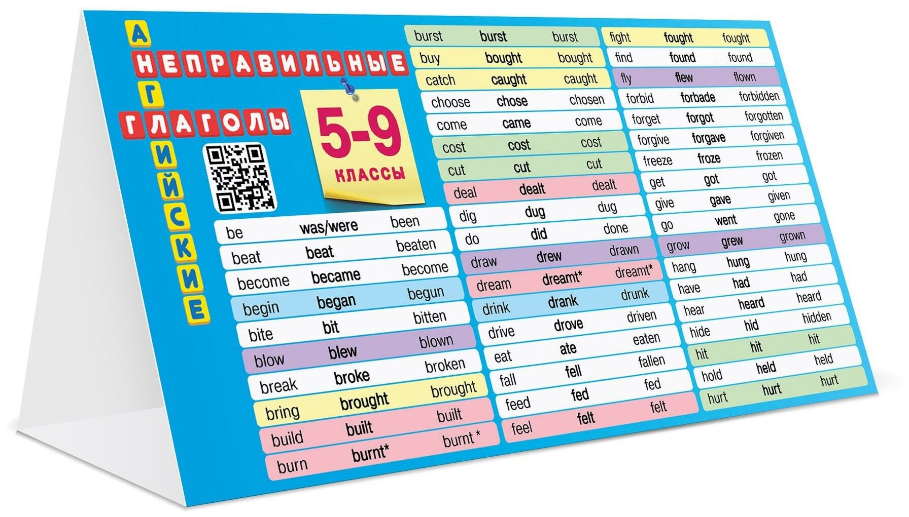 Английский язык. 5-9 классы. Неправильные глаголы. Настольная таблица-домик