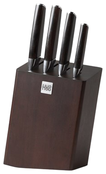 Набор стальных ножей (4 ножа + подставка) HuoHou Composite Steel Kitchen Knife Set (HU0033), русская версия!!!, черный