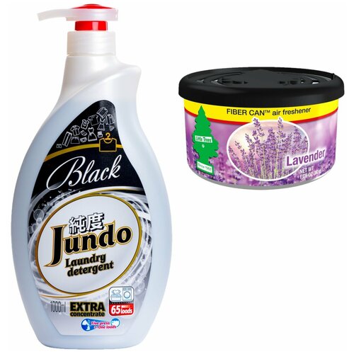 фото Набор из 2 шт: jundo «black» концентрированный гель для стирки черного белья (65 стирок), 1л (4903720020081) + натуральный ароматизатор для шкафов и помещений в баночке fiber can "лаванда" (lavender) (076171178350)