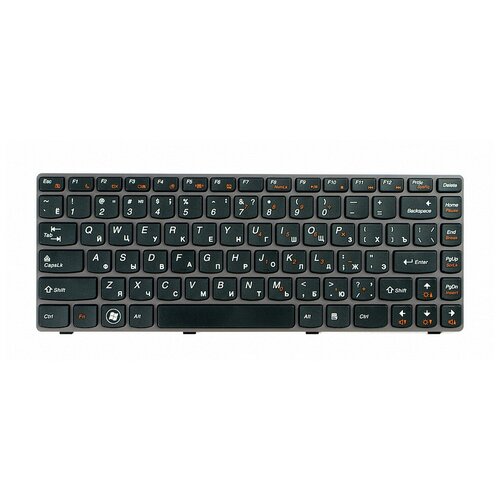 Клавиатура для ноутбука Lenovo IdeaPad B480 B485 G480 G480A G485 G485A Z380 Z480 Z485 черная с серой рамкой model T2G8-RU 87000₽