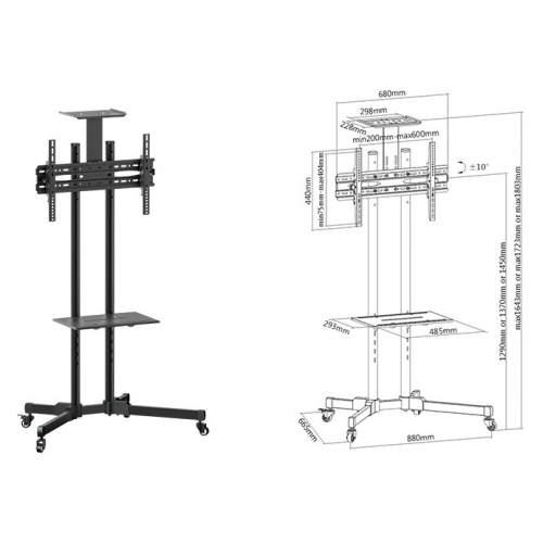 фото Classic solution универсальная мобильная стойка для жк панелей t10-28f на колесах