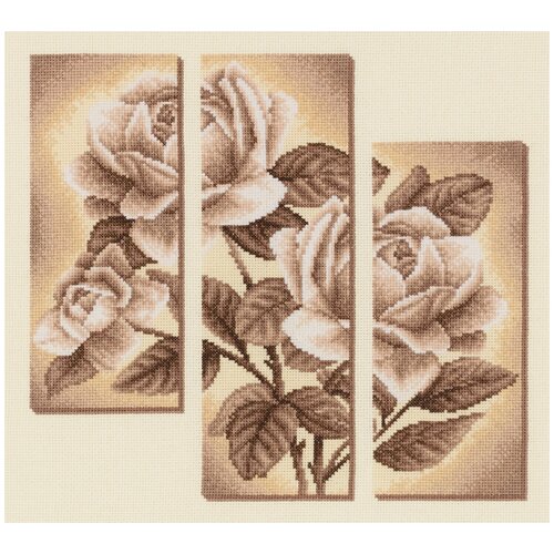 набор для вышивания panna бархатная роза 41x41 см Набор для вышивания PANNA C-1894 Триптих с розами 29.5 х 27 см