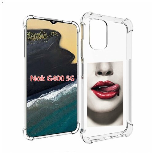 Чехол MyPads губы-вампирши для Nokia G400 5G задняя-панель-накладка-бампер