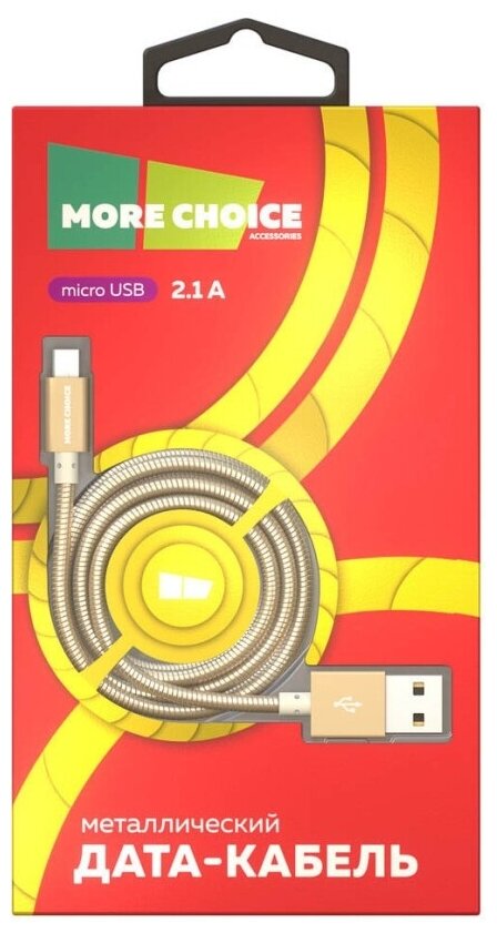 Дата-кабель More choice K31m Silver USB 2.1A для micro USB металл 1м - фото №3