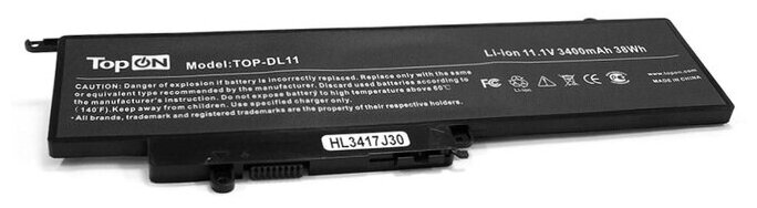 Аккумулятор TopON GK5KY (совместимый с 4K8YH, CK5KY) для ноутбука Dell Inspiron 11-3000 11.1V 3400mAh черный