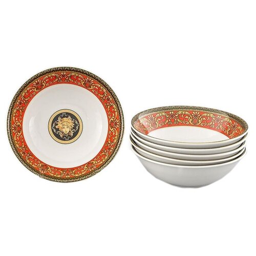 фото Набор салатников leander сабина "версаче красная линия" 6 персон 16см