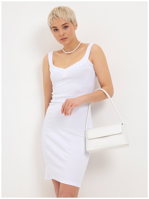 Платье-лапша Ideline, хлопок, повседневное, прилегающее, мини, размер 44, белый