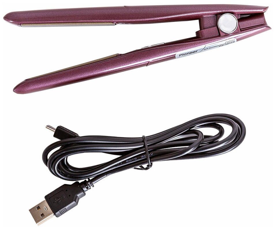 Стайлер для выпрямления волос HS-1014R Pioneer с USB, индикацией питания и керамическими пластинами 60х13 мм, 12 Вт - фотография № 4