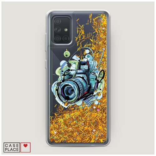 фото Чехол жидкий с блестками samsung galaxy a71 фотоаппарат арт case place