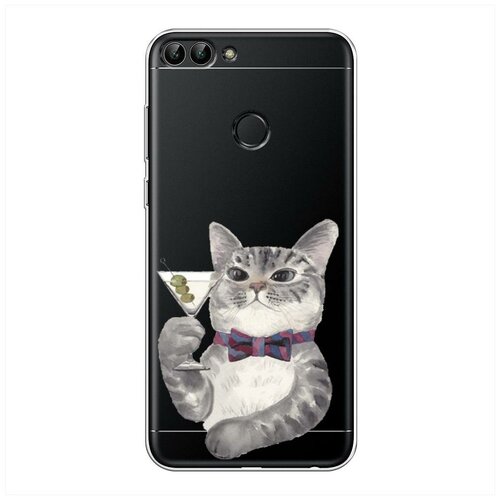фото Силиконовый чехол "кот джентльмен" на huawei p smart / хуавей п смарт case place
