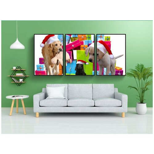 фото Набор модулных постеров для интерьера "рождество, рождественская вечеринка, подарки" 60x90 см. в тубусе, без рамки lotsprints