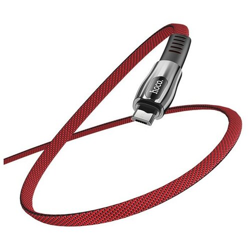 Hoco Кабель Hoco U70, USB - Micro-USB, 2.4A, 1.2 м, плоский, нейлон, красный hoco кабель hoco u70 usb micro usb 2 4a 1 2 м плоский нейлон чёрно серый