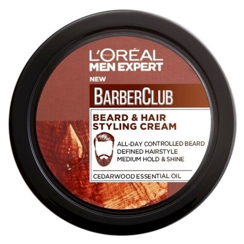 Купить L'Oreal Men Expert Barber Club Крем-стайлинг для Бороды + Волос, с маслом кедрового дерева, 75 мл, L'Oreal Paris