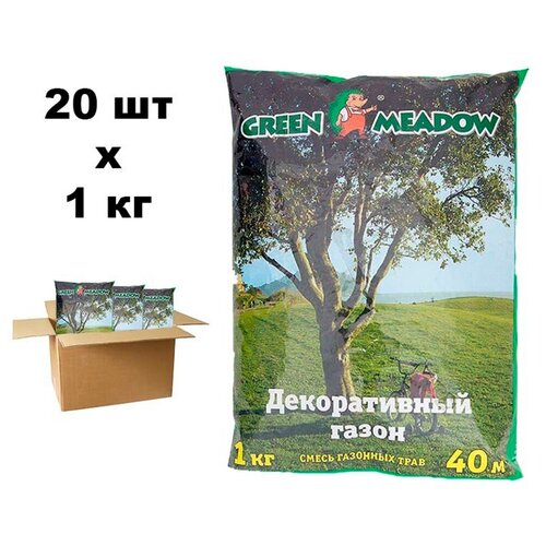 Семена газона GREEN MEADOW Декоративный газон для затененных мест 20 шт. по 1 кг газон для затененных мест 1 кг зеленый ковер