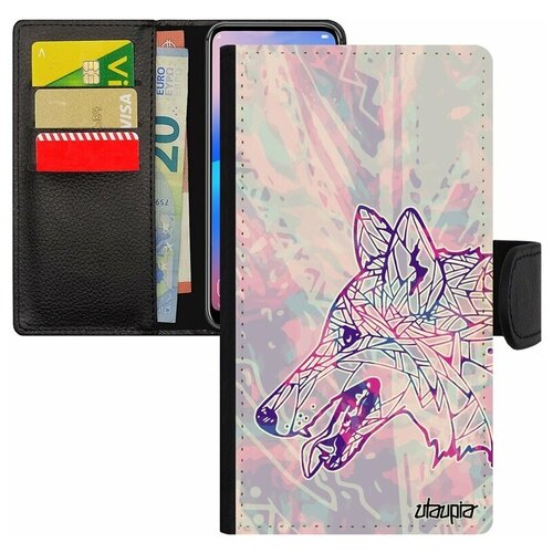 фото Чехол книжка на смартфон apple iphone 8, "волк" одинокий зверь utaupia