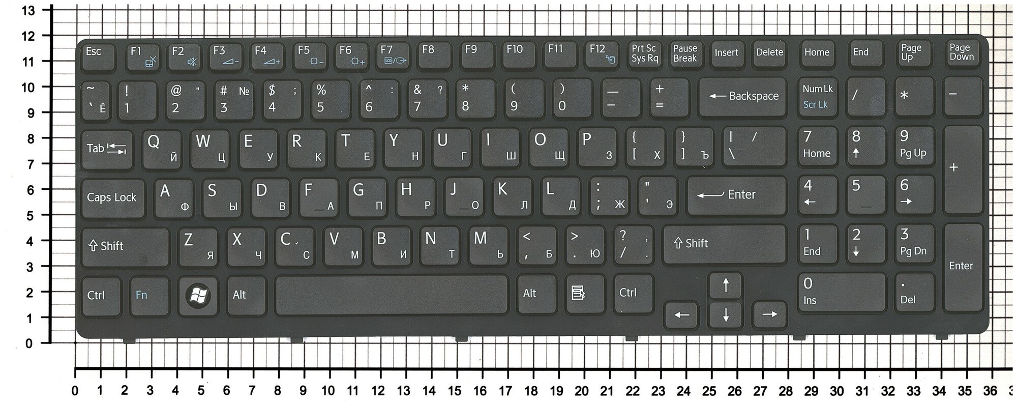 Клавиатура для ноутбука Sony Vaio SVE1511N1RSI черная с рамкой