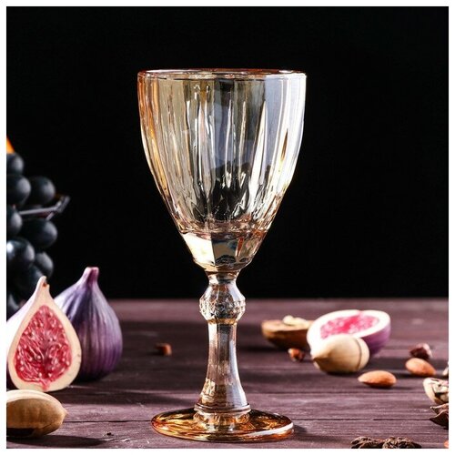 Бокал стеклянный для вина «Бал», 240 мл, 8,5×18,5 см, цвет золотой