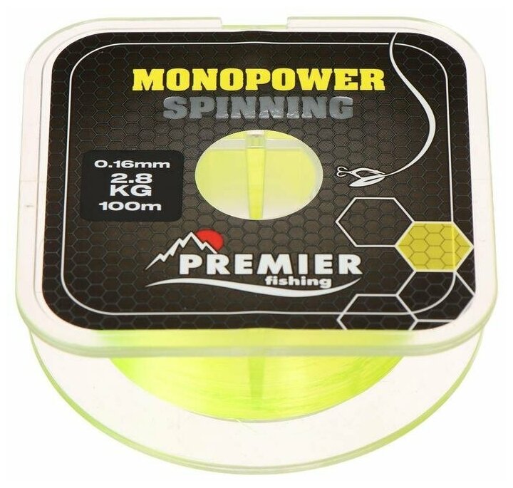 Леска Premier fishing MONOPOWER Spinning f. yellow 016 мм/100 м