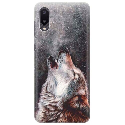 фото Ультратонкий силиконовый чехол-накладка для samsung galaxy a02 с принтом "морозный волк" gosso