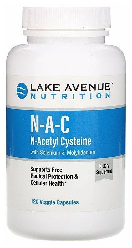 Lake Avenue Nutrition Nac N-Acetyl Cysteine with Selenium & Molybdenum (600 мг) 120 капсул