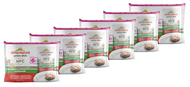 Almo Nature Набор 6 шт.по 55г паучи для Кошек с Курицей и Креветками (Multipack Classic Chicken and Shrimps) 0,33 кг х 6 шт.