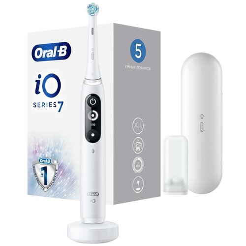 Электрическая зубная щетка с инновационной магнитной iO технологией Oral-B iO 7 White Alabaster 1338100₽