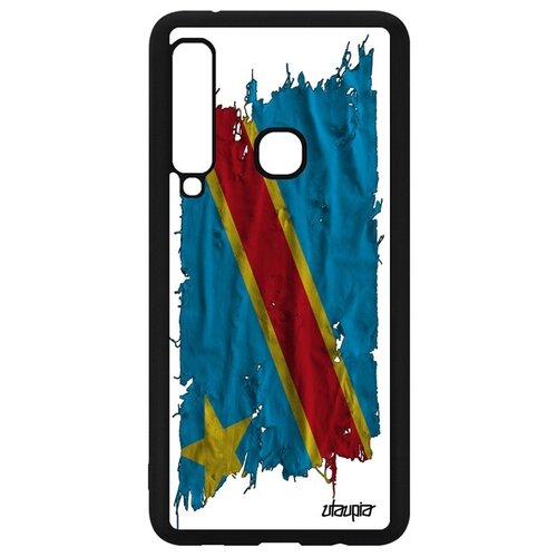 фото Противоударный чехол для смартфона // samsung galaxy a9 2018 // "флаг конго киншаса на ткани" государственный стиль, utaupia, белый