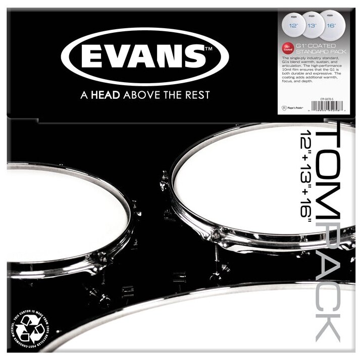 Набор пластика для том барабана 12"/13"/16" Evans ETP-G1CTD-S
