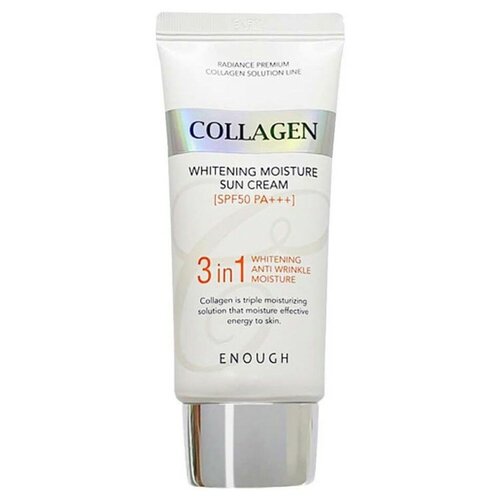 Enough Крем для лица солнцезащитный - Collagen 3in1 whitening moisture sun сream SPF50 PA+++, 50г enough крем для лица солнцезащитный collagen 3in1 whitening moisture sun сream spf50 pa 50г