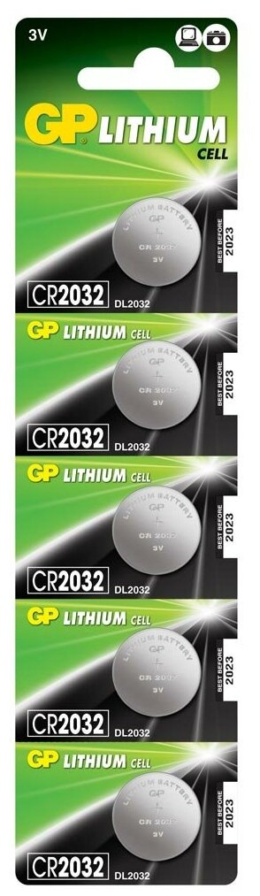 GP CR2032-(7/8)C5/CR2032-2C5 (5 шт. в уп-ке) [08828/09036]