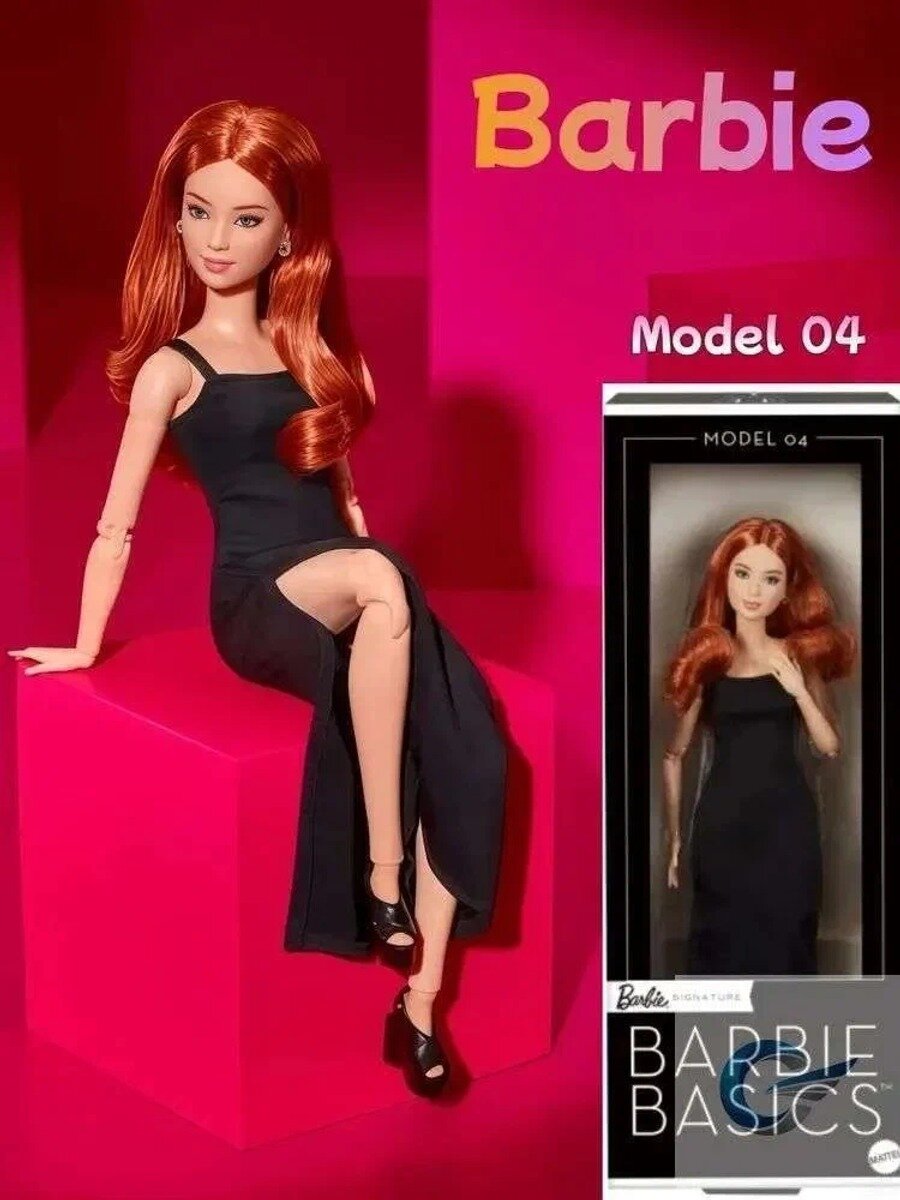 Кукла Mattel Barbie Signature Basics - Коллекционная кукла с рыжими волосами в черном платье