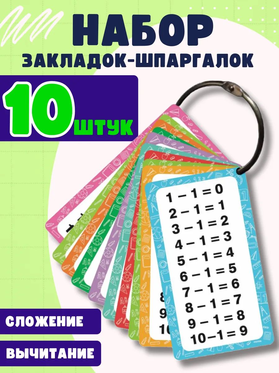 Таблица сложения и вычитания карточки для детей
