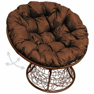 Садовое кресло M-GROUP Папасан пружинка ротанг коричневое + коричневая подушка