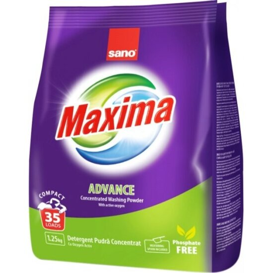 Стиральный порошок Sano Maxima Advance с пятнвыводителем, концентрированный, 1.25 кг