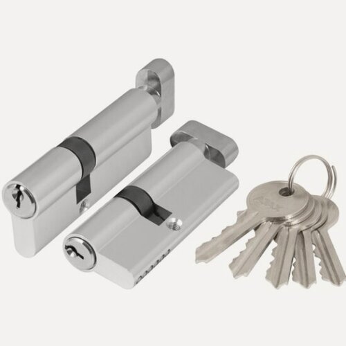 Изображение товара Цилиндровый механизм Ajax (AX102) AX1002Knob60 (25+10+25) CP хром с вертушкой