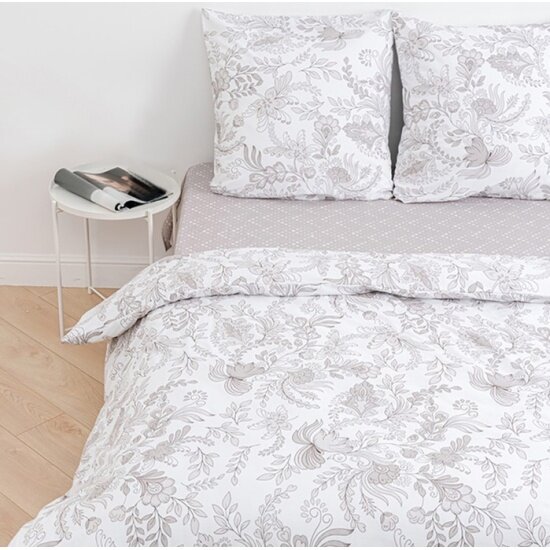 Полутораспальный комплект постельного белья Традиция Цветочный узор Поплин, 9794520