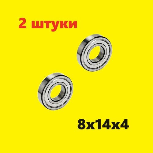 Подшипник 8х14х4 мм (2 шт.) шариковый радиальный подшипник размер 8x14x4 mm миллиметров запчасти, тюнинг 8*14*4 MR148ZZ MR148RS