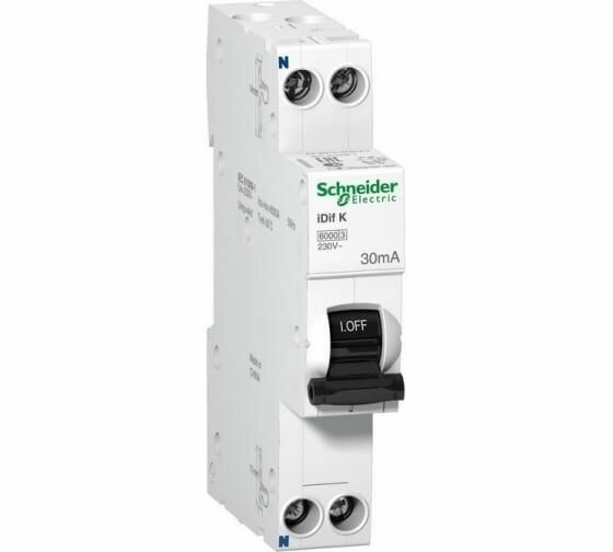 SE Acti 9 iDif K Дифференциальный автоматический выключатель 6КА 25A C 30МA AC Schneider Electric  A9D63625