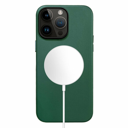 Чехол Leather Case with MagSafe KZDOO Mag Noble Collection для iPhone 14 Pro Max 6.7, зеленый (5) кожанная накладка kzdoo noble collection с magsafe для apple iphone 15 черная